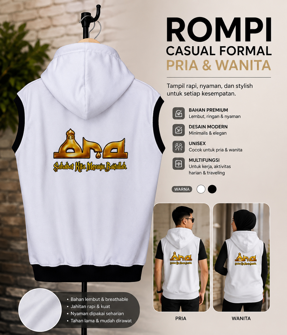 Rompi Hoodie (Pria Wanita)