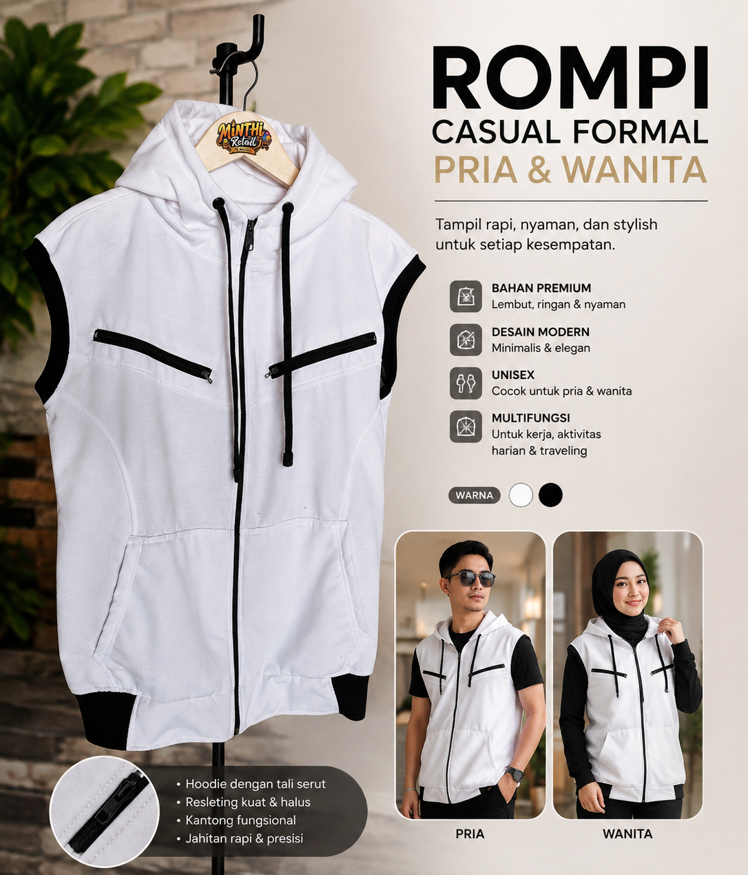 Rompi Hoodie (Pria Wanita)